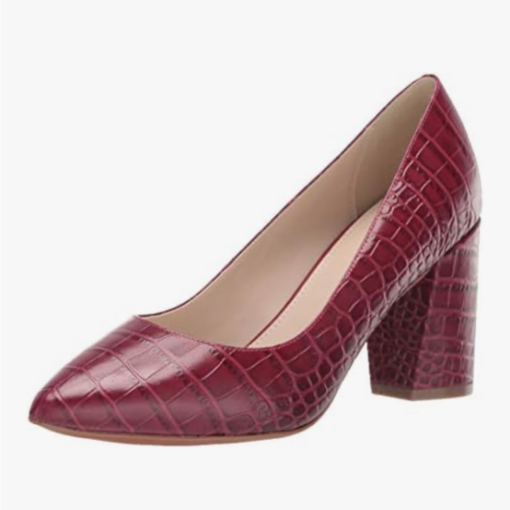 Cole Haan Karena Tawny Port Embossed Crocodile Print Pumps